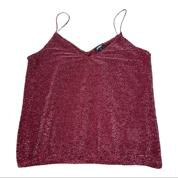 Express Women Burgundy Sparkling Top - Picture 1 of 4